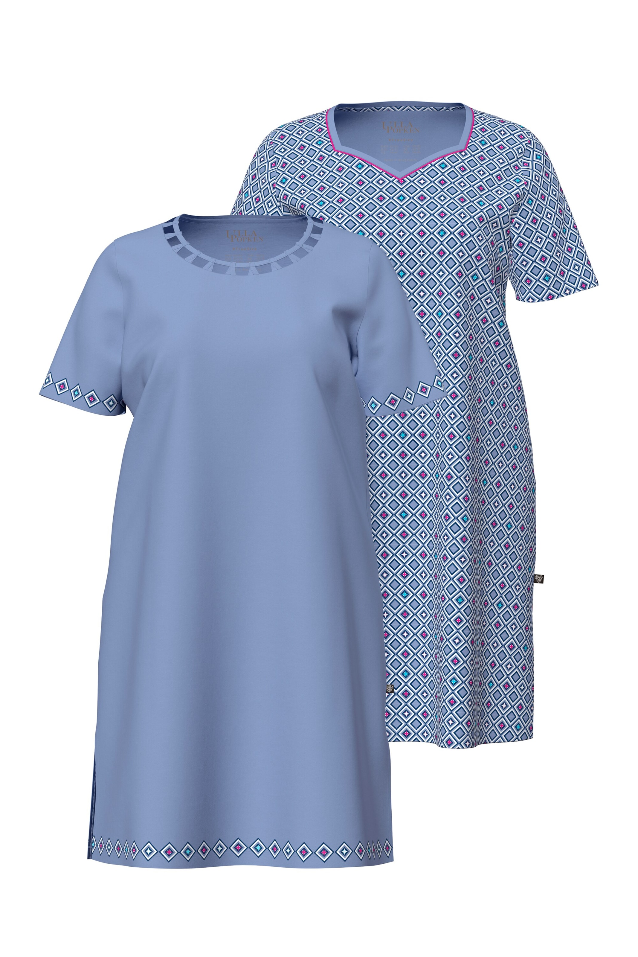Ulla Popken Nachthemd in Blauw: voorkant