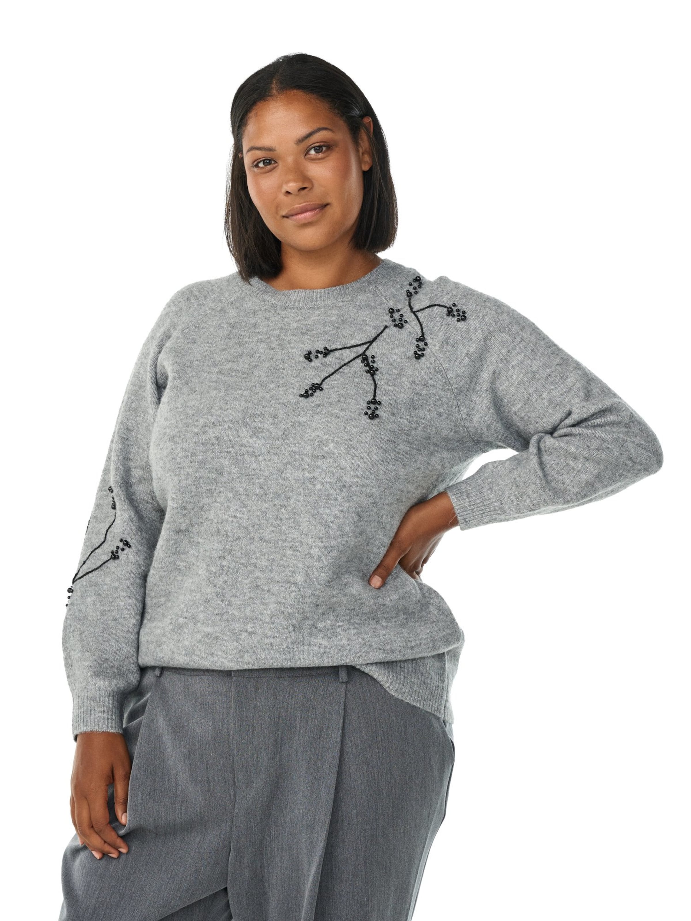 Pullover 'LEA' di Zizzi in grigio: frontale