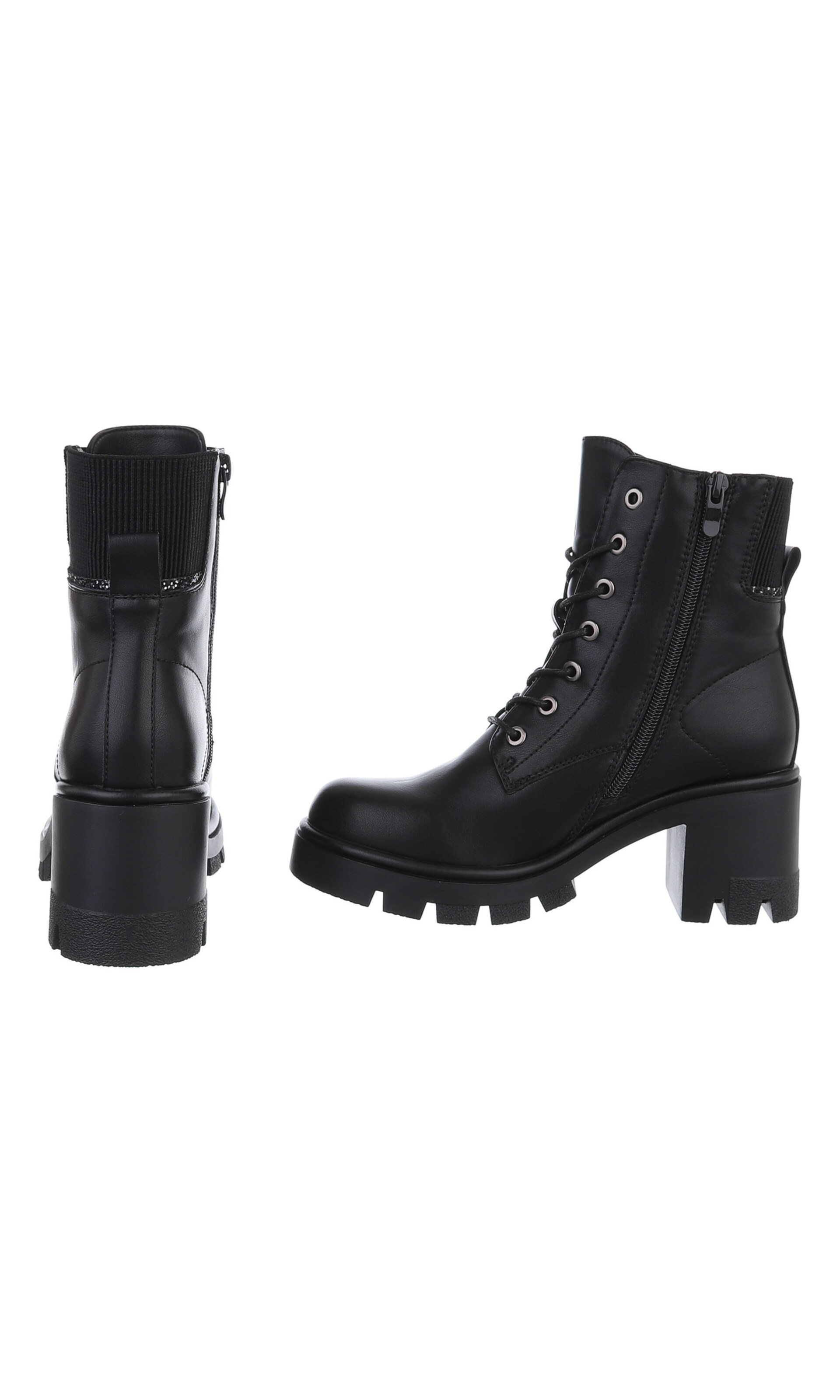 Ital-Design Schnürstiefelette in Schwarz