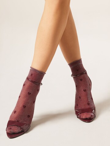 CALZEDONIA Socks 'GLITTER & HEARTS' in Red: front