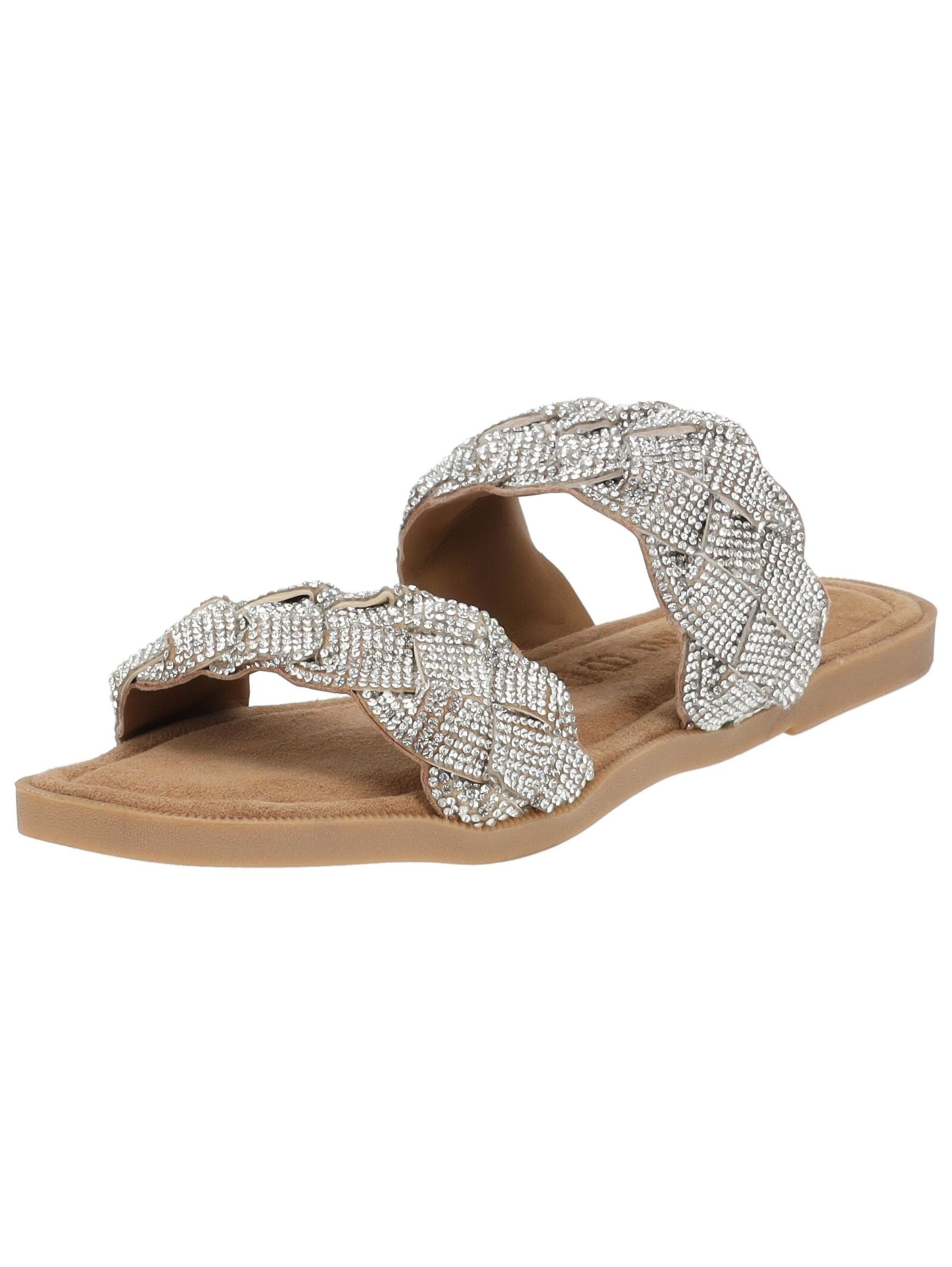 LAZAMANI Mules in Silver: front