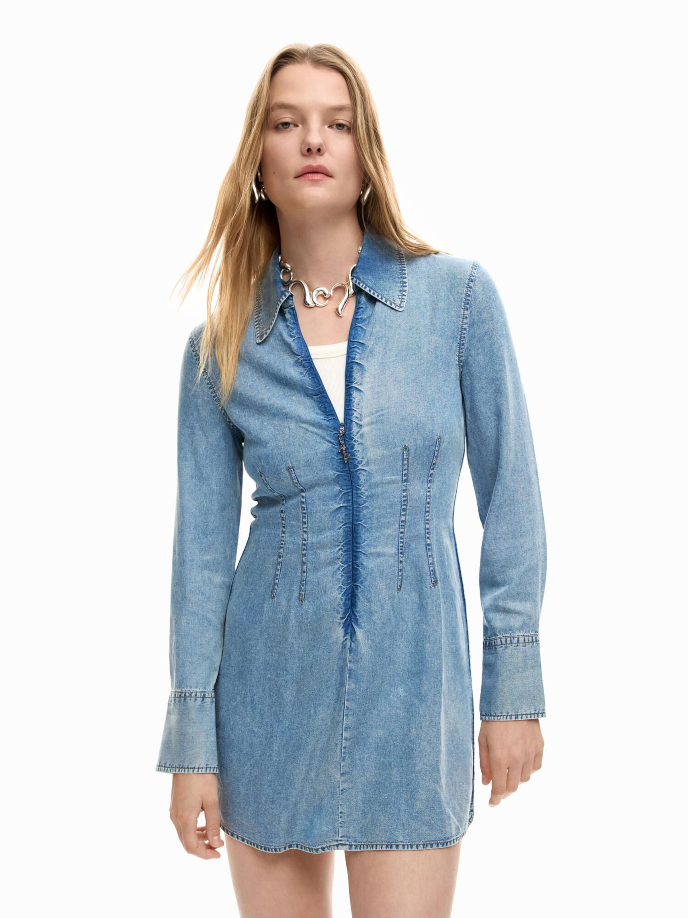 Robe-chemise Desigual en bleu : devant