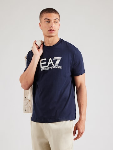 Tricou de la EA7 Emporio Armani pe albastru: față