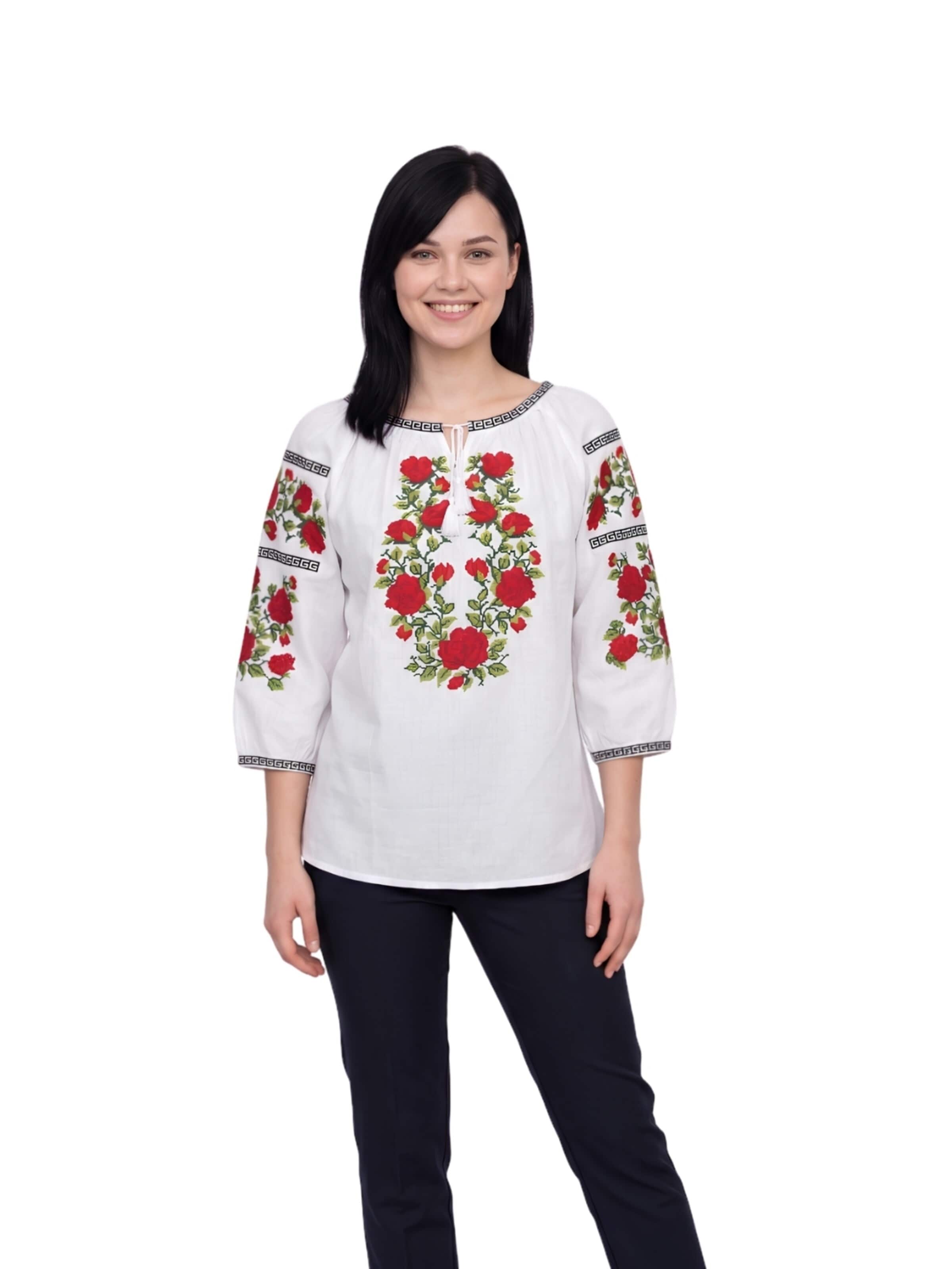 Rody’s forever - Blusa tradicional 'Damenbluse IL26 weiß/rot , marimea M' en blanco: frente