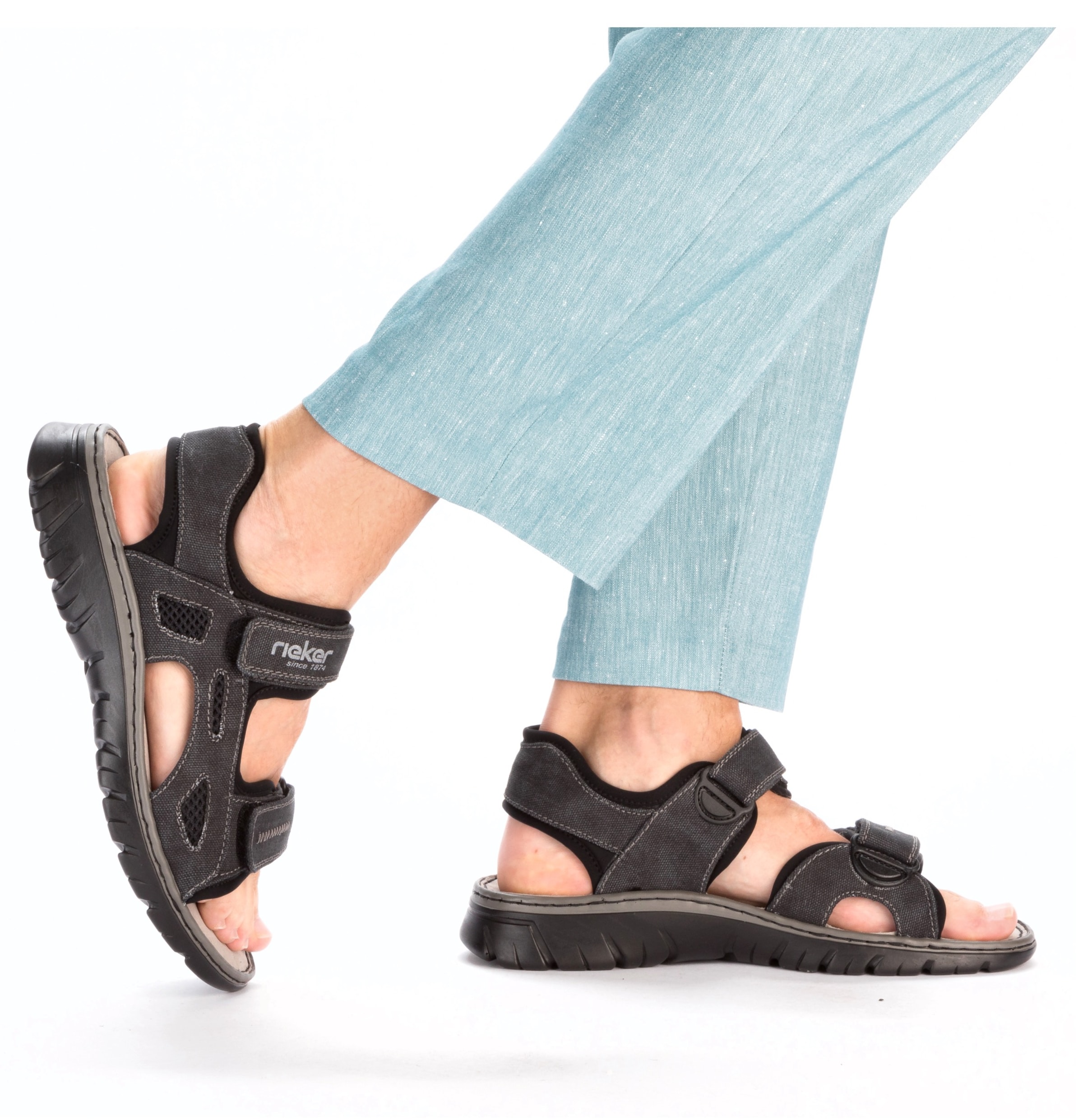 Rieker Hiking Sandals in Grey: front