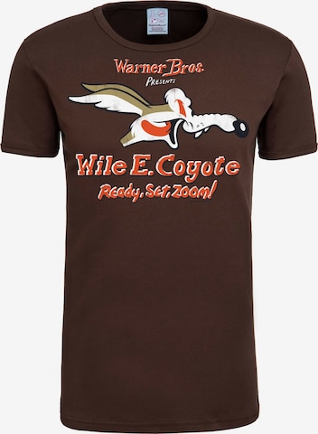 LOGOSHIRT T-Shirt 'Coyote Looney Tunes' in Braun: predná strana