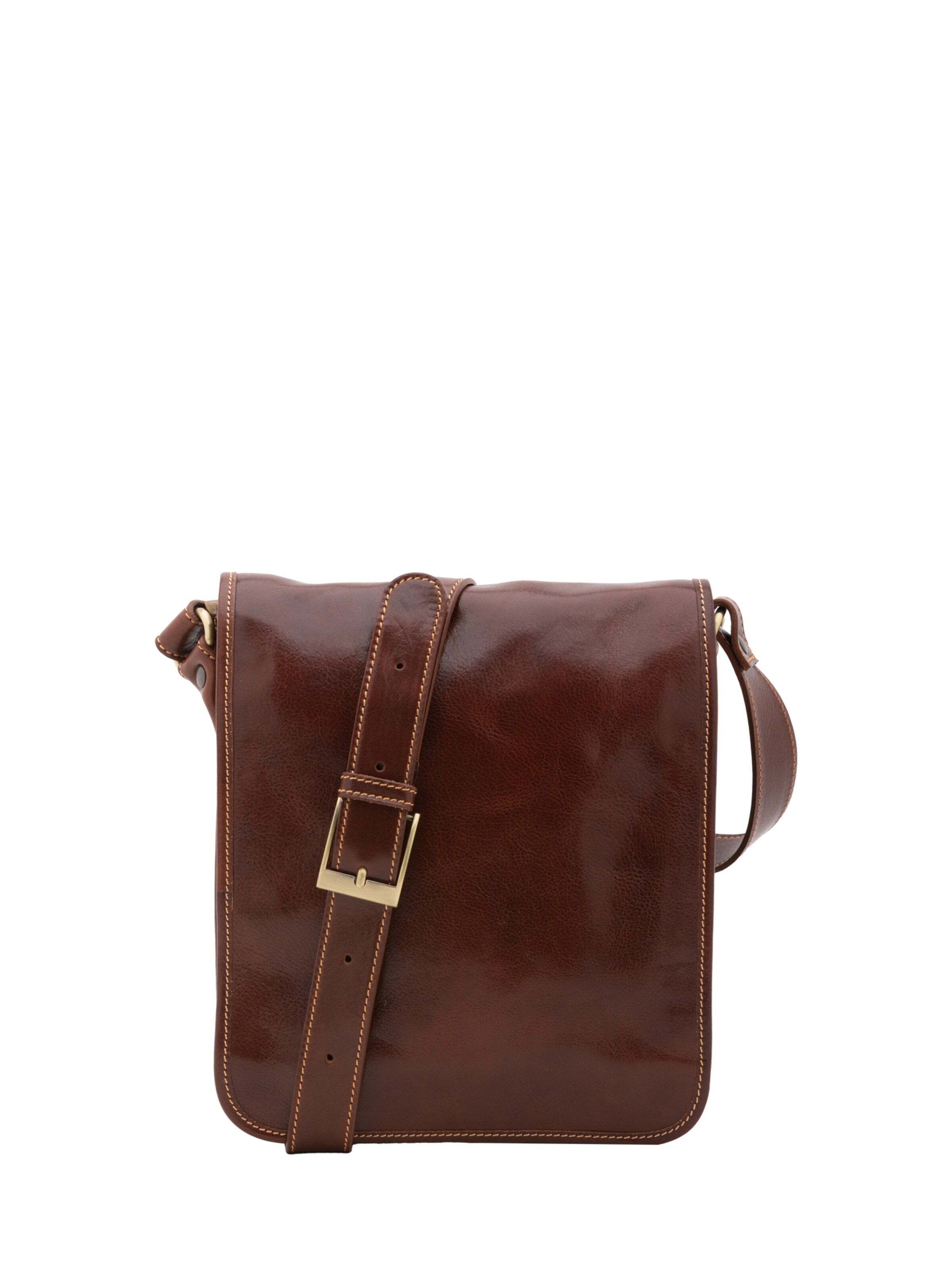 Borsa a tracolla 'Borsa a tracolla uomo vera pelle con chiusura calamita - Made in Italy' di I Fratelli in marrone: frontale