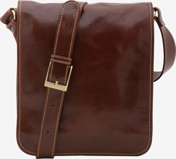 Borsa a tracolla 'Borsa a tracolla uomo vera pelle con chiusura calamita - Made in Italy' di I Fratelli in marrone: frontale