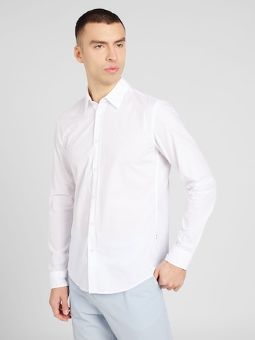 BOSS BlackSlim Fit Košulja 'ROAN' - bijela boja: prednji dio