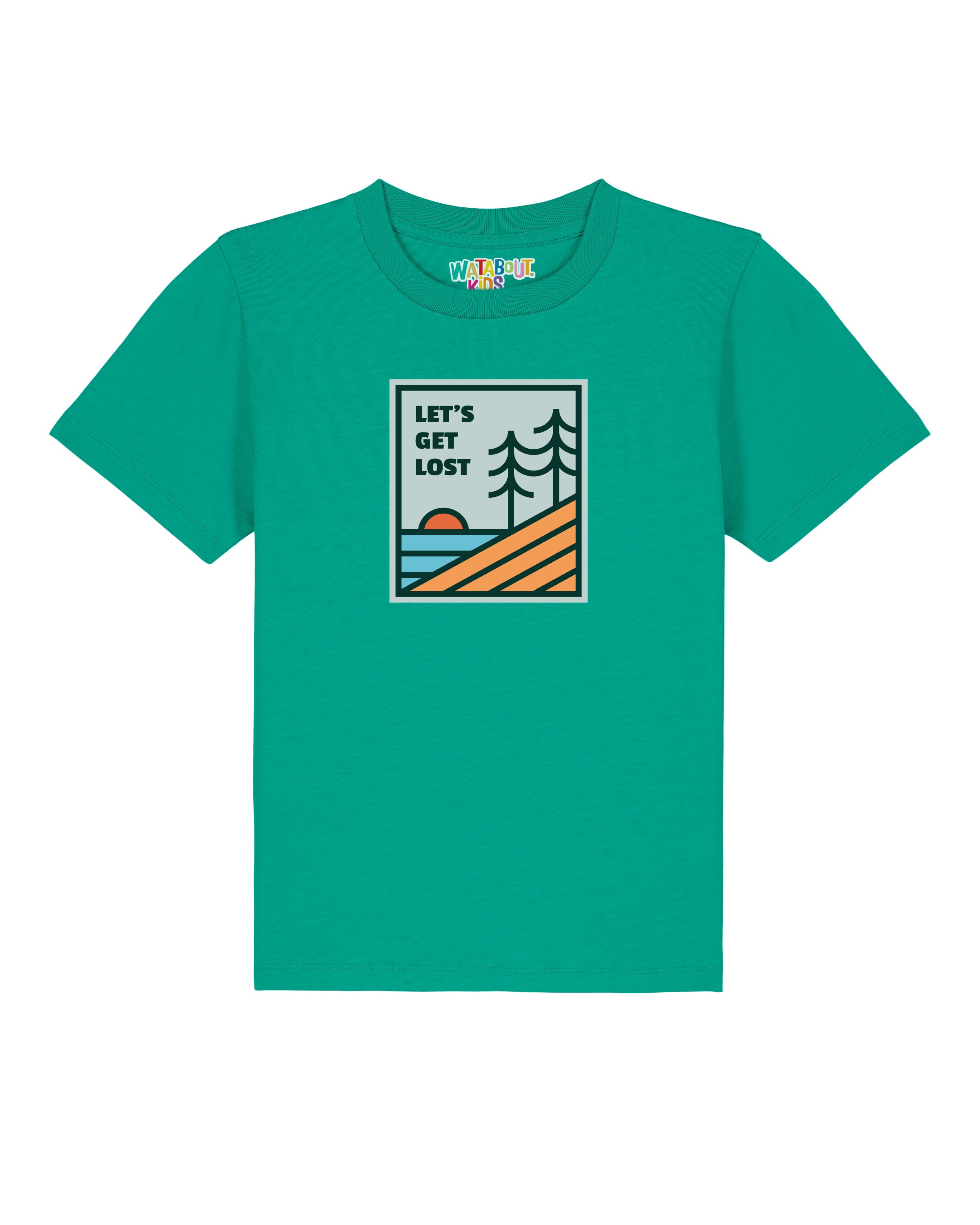 watabout.kids Shirt 'Let's Get Lost' in Green: front