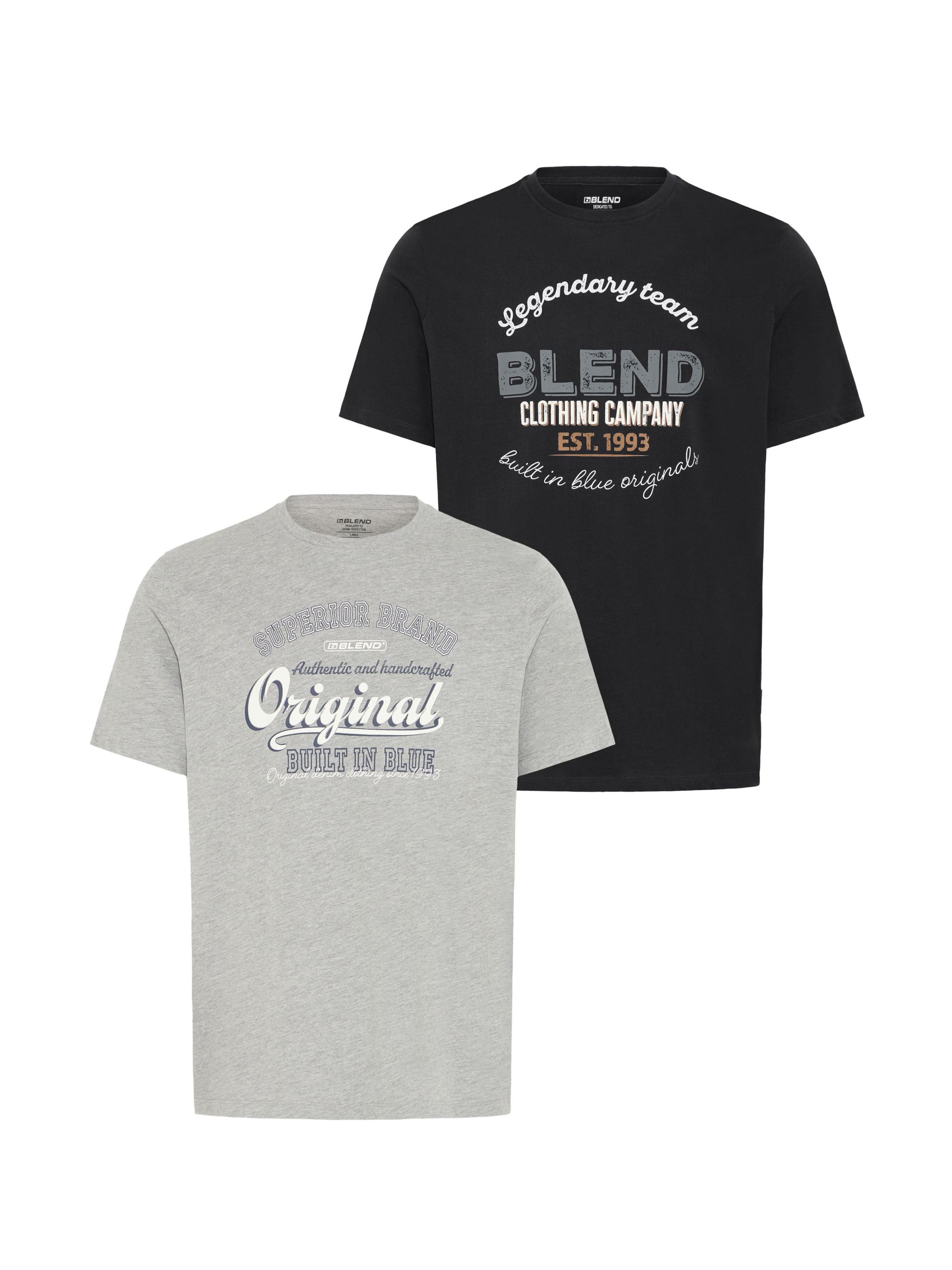BLEND Rundhalsshirt ' BHBenop 2 Pack ' in Schwarz: Vorderseite