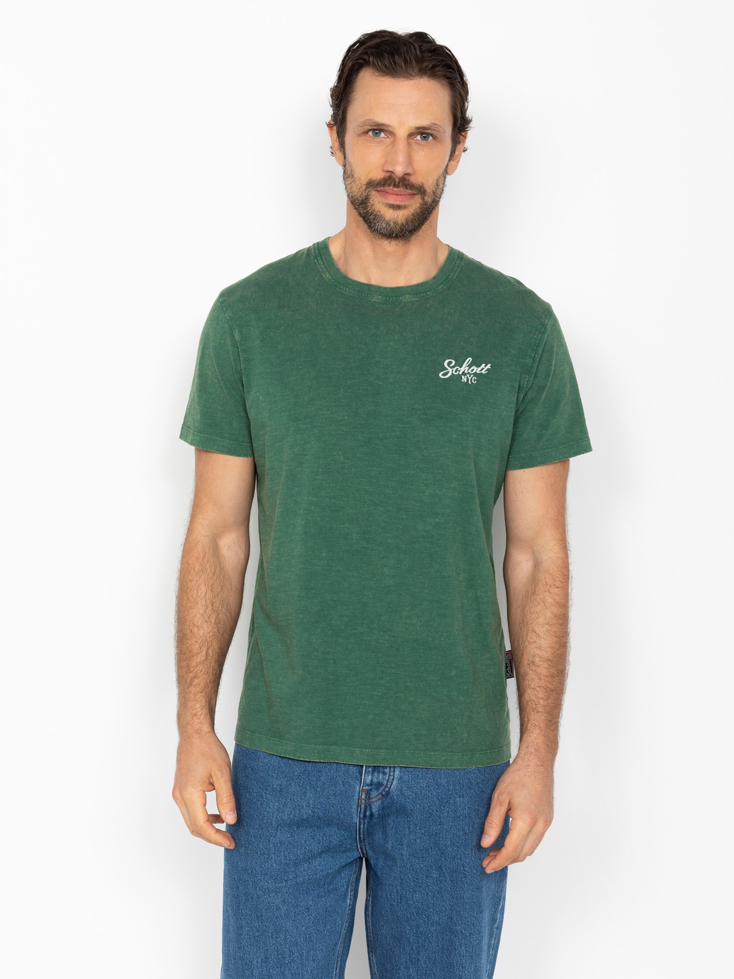 Schott NYC Shirt in Green: front