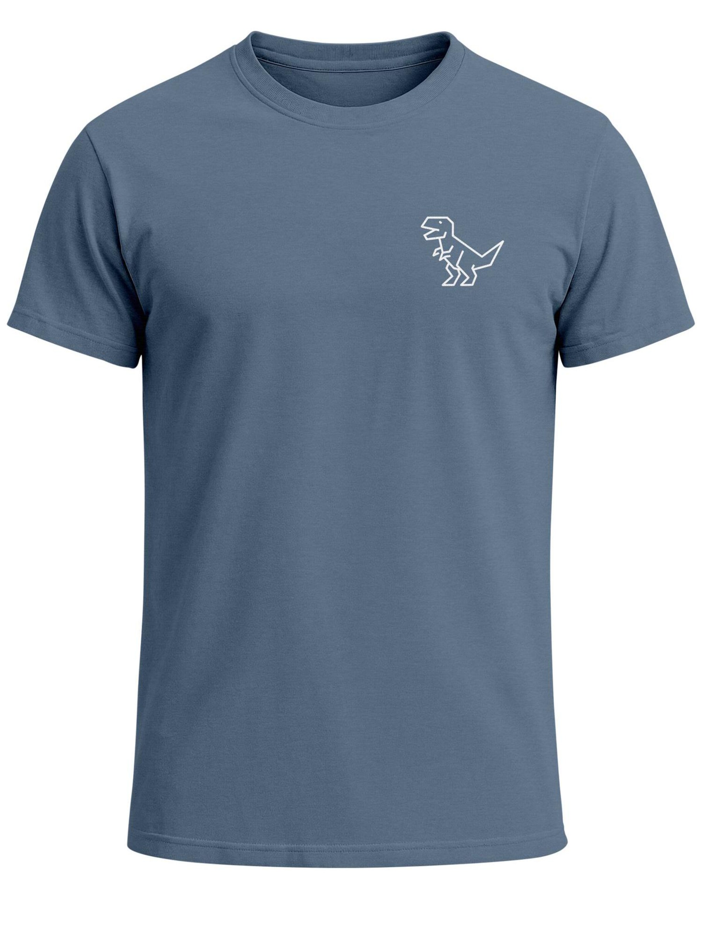 Neverless Shirt 'Polygon T-Rex' in Blue: front