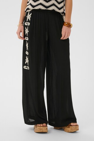 Cream Wide Leg Hose 'Allie' in Schwarz: Vorderseite