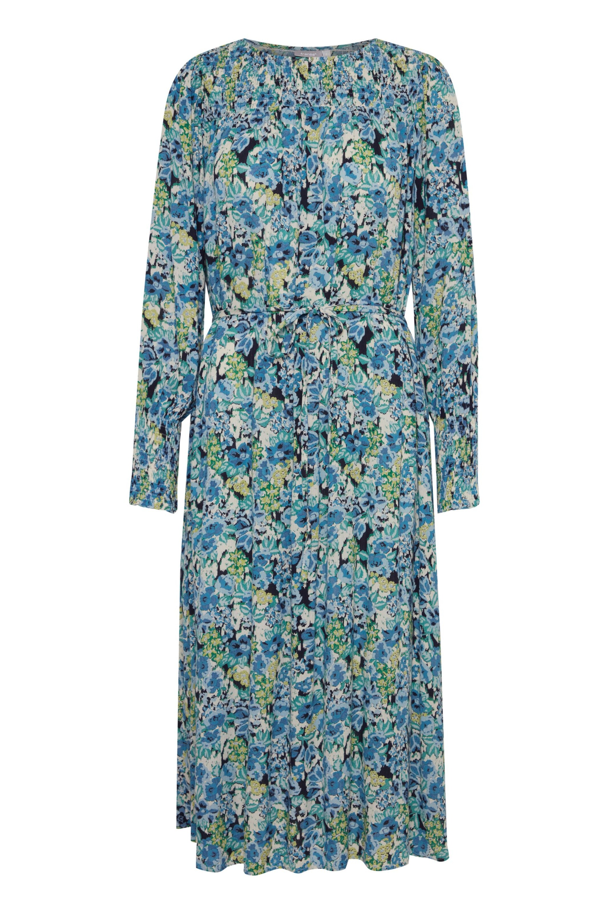 Fransa Kleid 'Nynne' in cyanblau / limone / jade / offwhite, Produktansicht