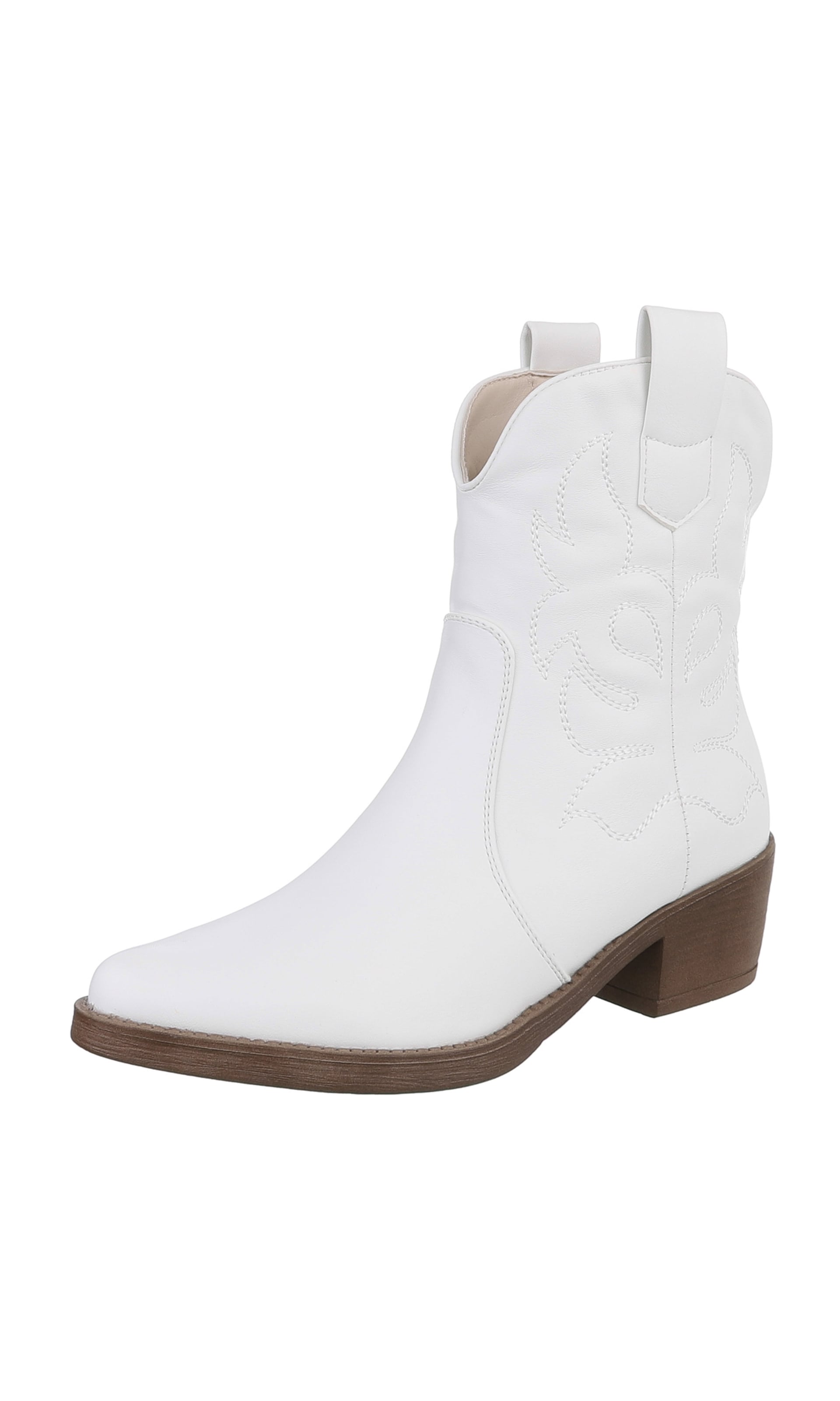 Ital-Design Cowboy Boots in White: front