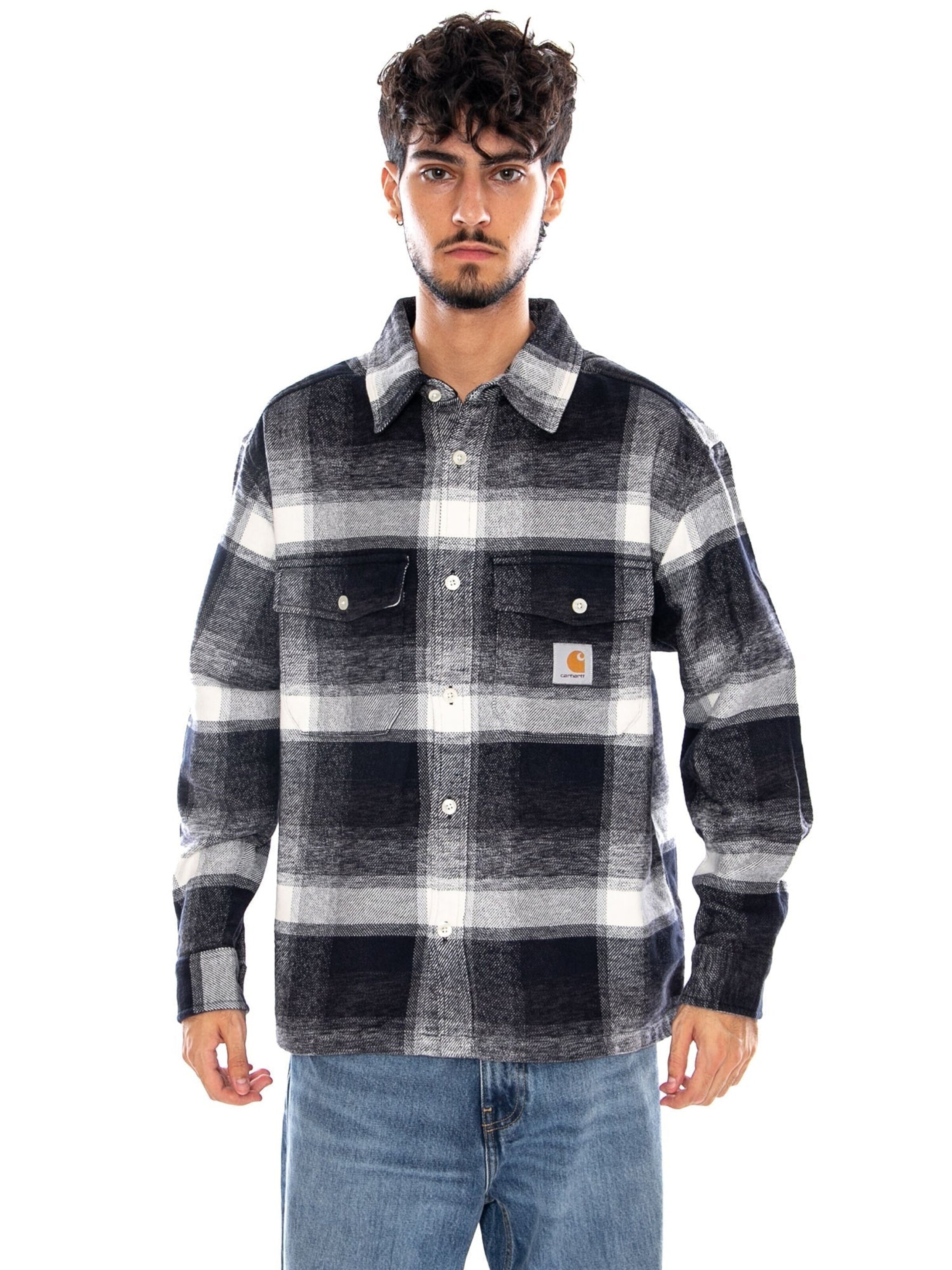 Carhartt WIP Comfort Fit Skjorte 'L/S ESTERSON SHIRT DARK NAVY' i blå