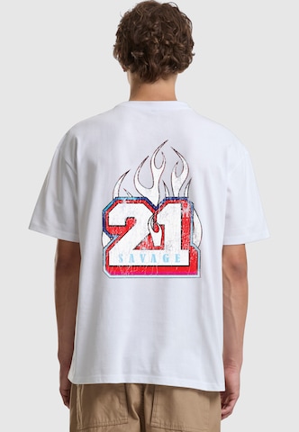 Merchcode Shirt '21 Savage Collegiate' in Weiß