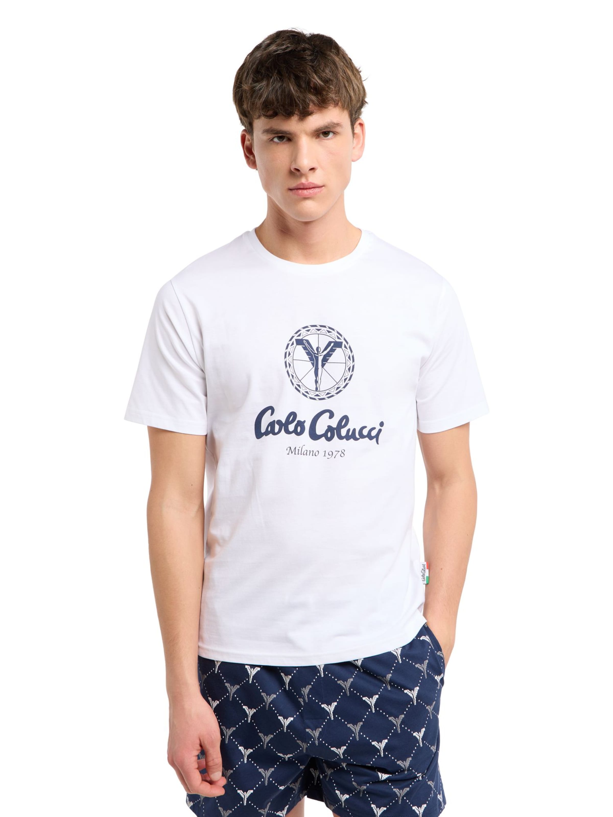 Carlo Colucci Pajama short ' Ferrazzin ' in Blue: front