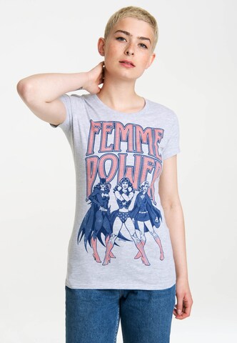 LOGOSHIRT Shirt 'Wonder Woman' in Grey: front