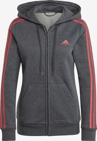 ADIDAS SPORTSWEAR Sportief sweatvest 'Essentials Fleece 3-Stripes ' in Grijs: voorkant