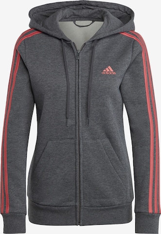 ADIDAS SPORTSWEAR Sportsweatjacke 'Essentials Fleece 3-Stripes ' in Grau: predná strana