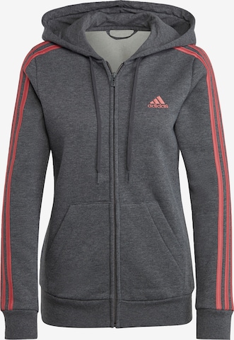 ADIDAS SPORTSWEAR - Casaco de treino em moletão 'Essentials Fleece 3-Stripes ' em cinzento: frente