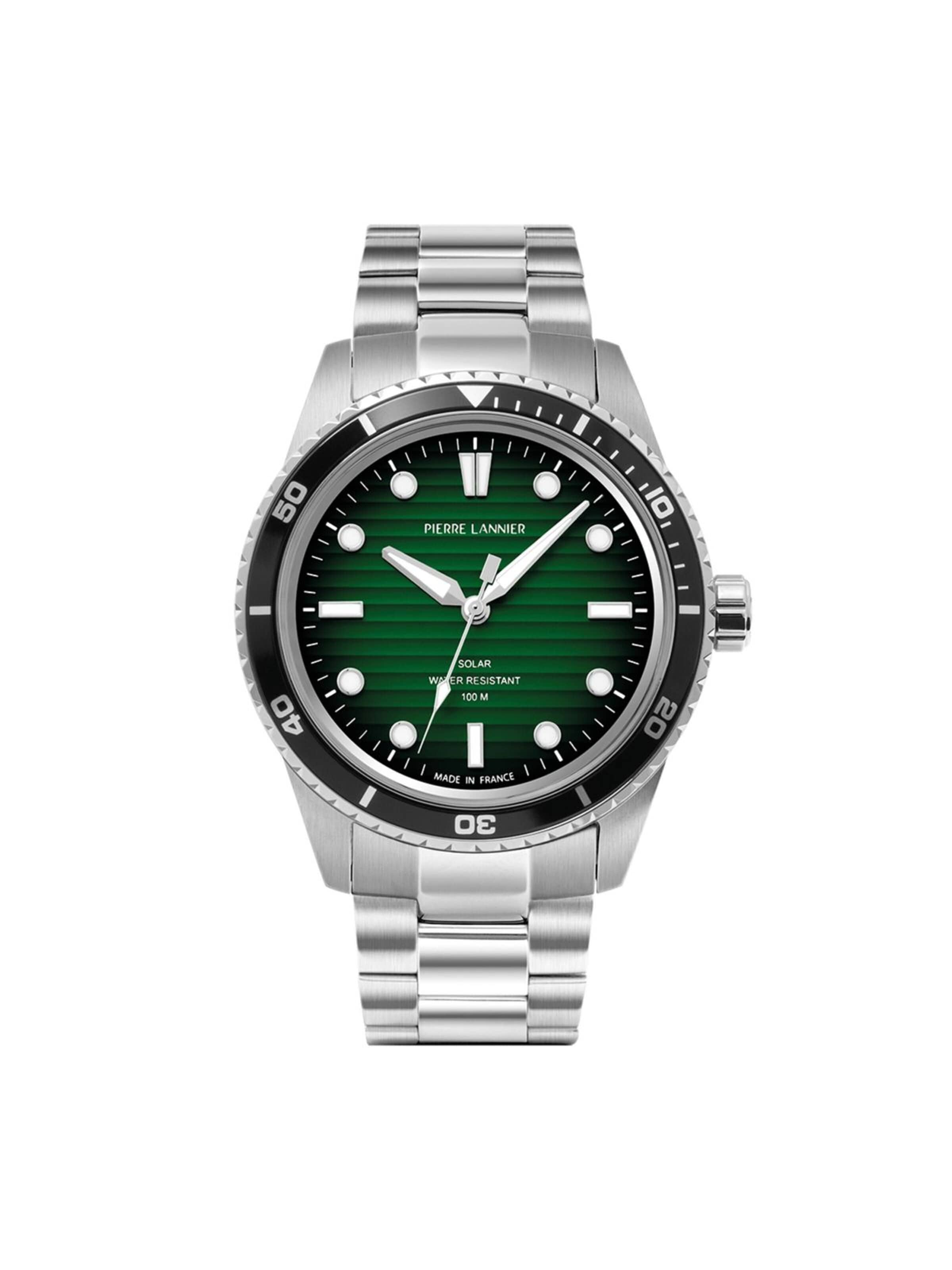 Montre à affichage analogique Pierre Lannier en vert : devant