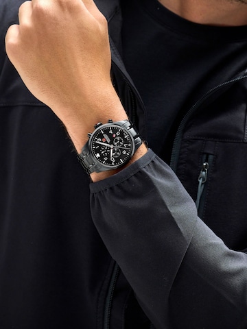 SWISS MILITARY HANOWA Analoog horloge 'THUNDERBOLT CHRONO' in Zwart