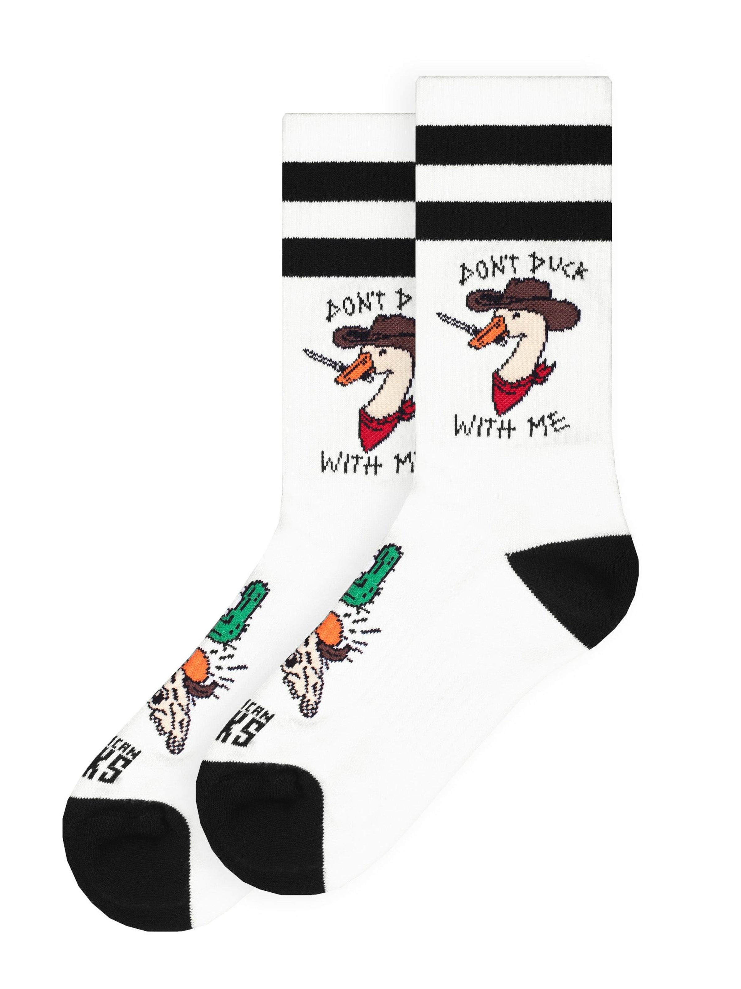 American Socks Socks 'Don't duck with me' in White: front
