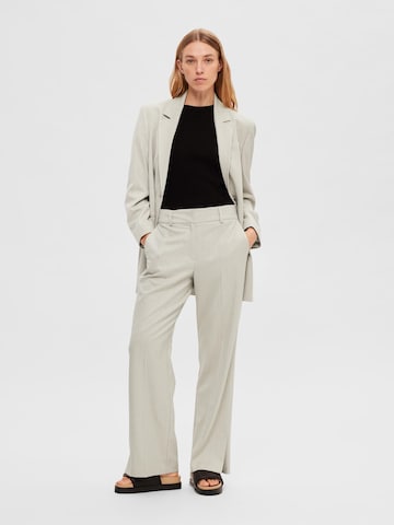 SELECTED FEMME Wide leg Trousers with creases 'RITA-REJA' in Grey