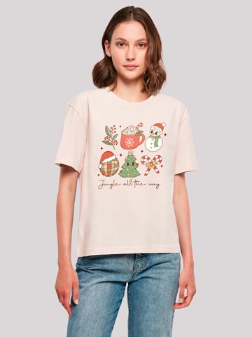 F4NT4STIC Shirt 'Jingle All The Way Christmas Groove' in Beige: voorkant