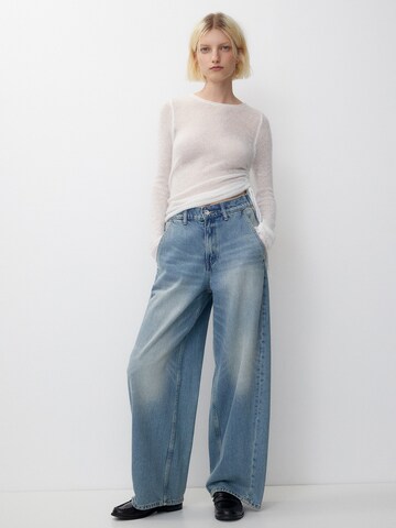 Wide leg Jeans de la Pull&Bear pe albastru