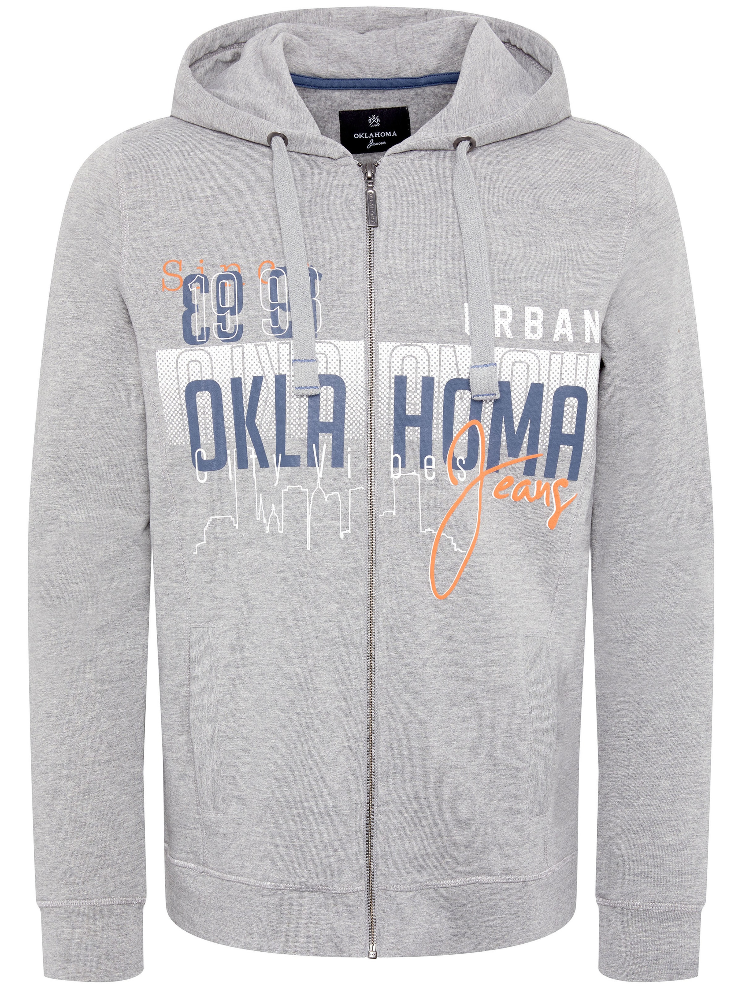 Oklahoma Jeans Sweatjacke in Grau: Vorderseite