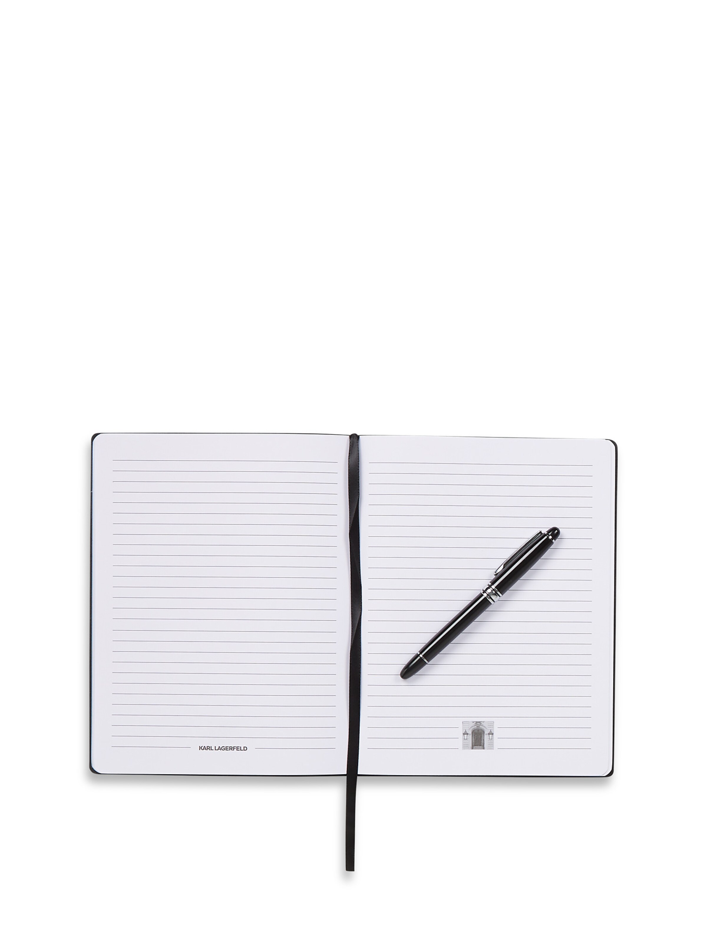 Karl Lagerfeld Set: Notizbuch und Kugelschreiber in Grau