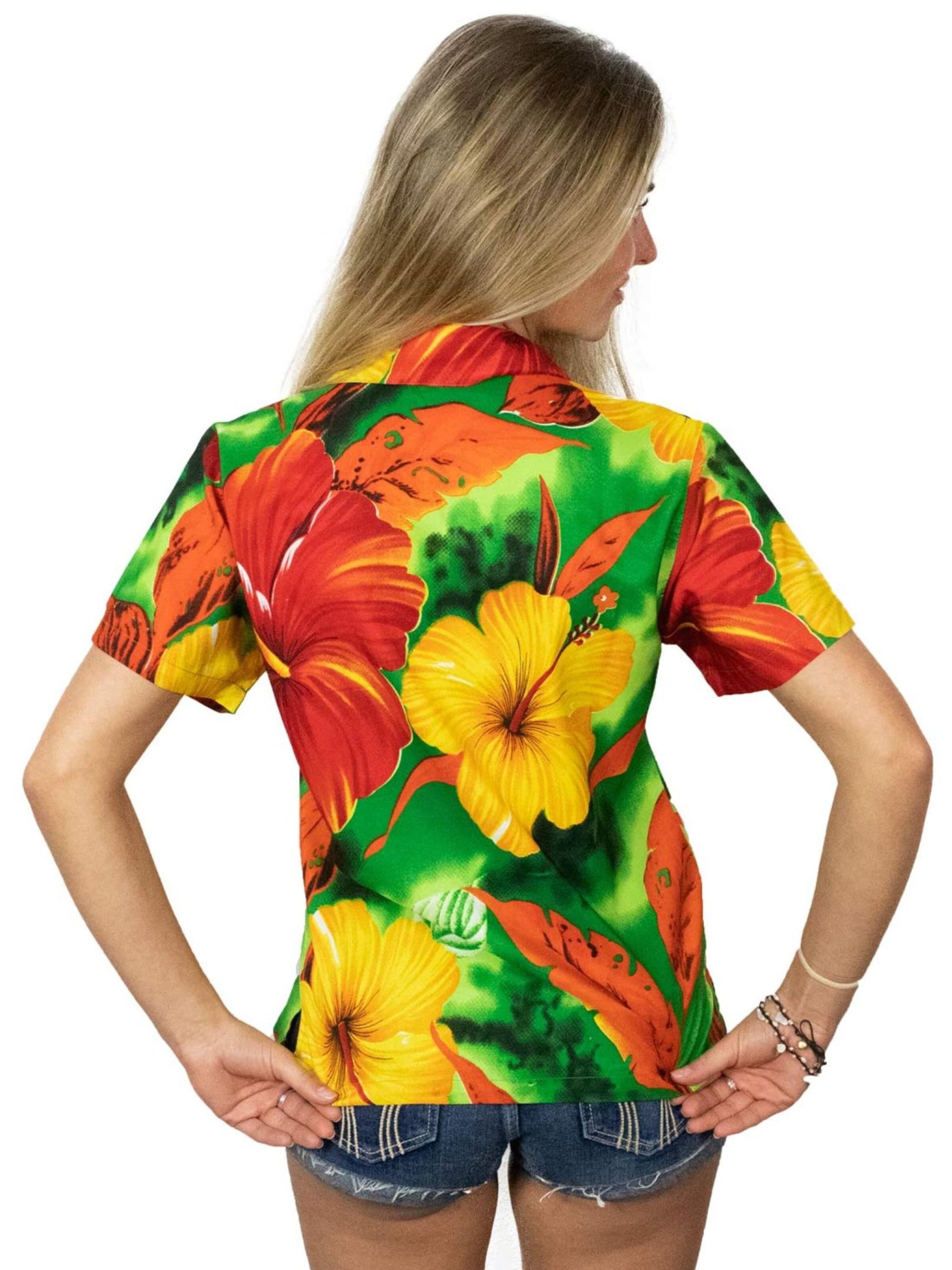 King Kameha Blouse 'Big Flower' in Green