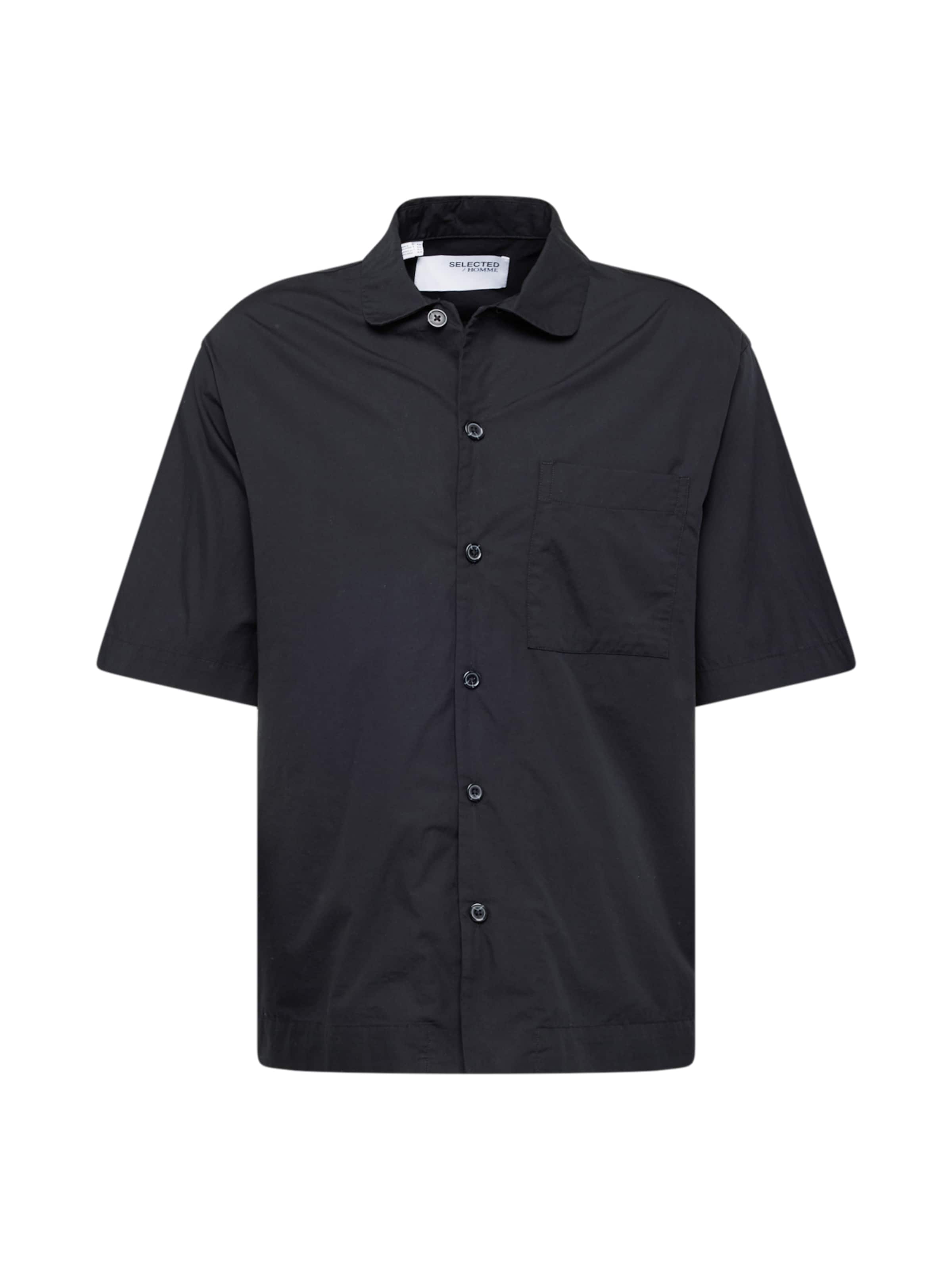 SELECTED Comfort fit Button Up Shirt 'SLHBOXY' in Black: front