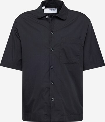 SELECTED HOMME Comfort fit Button Up Shirt 'SLHBOXY' in Black: front
