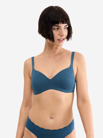 SLOGGI T-Shirt T-Shirt-BH ' Blue ZERO Feel Bliss THE UP ' in Blau: Vorderseite