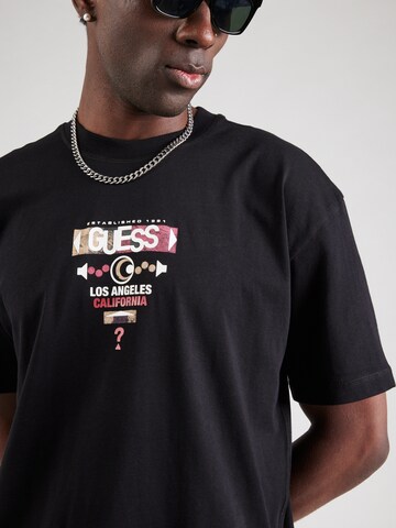 GUESS Shirt 'ABSTRACT' in Zwart
