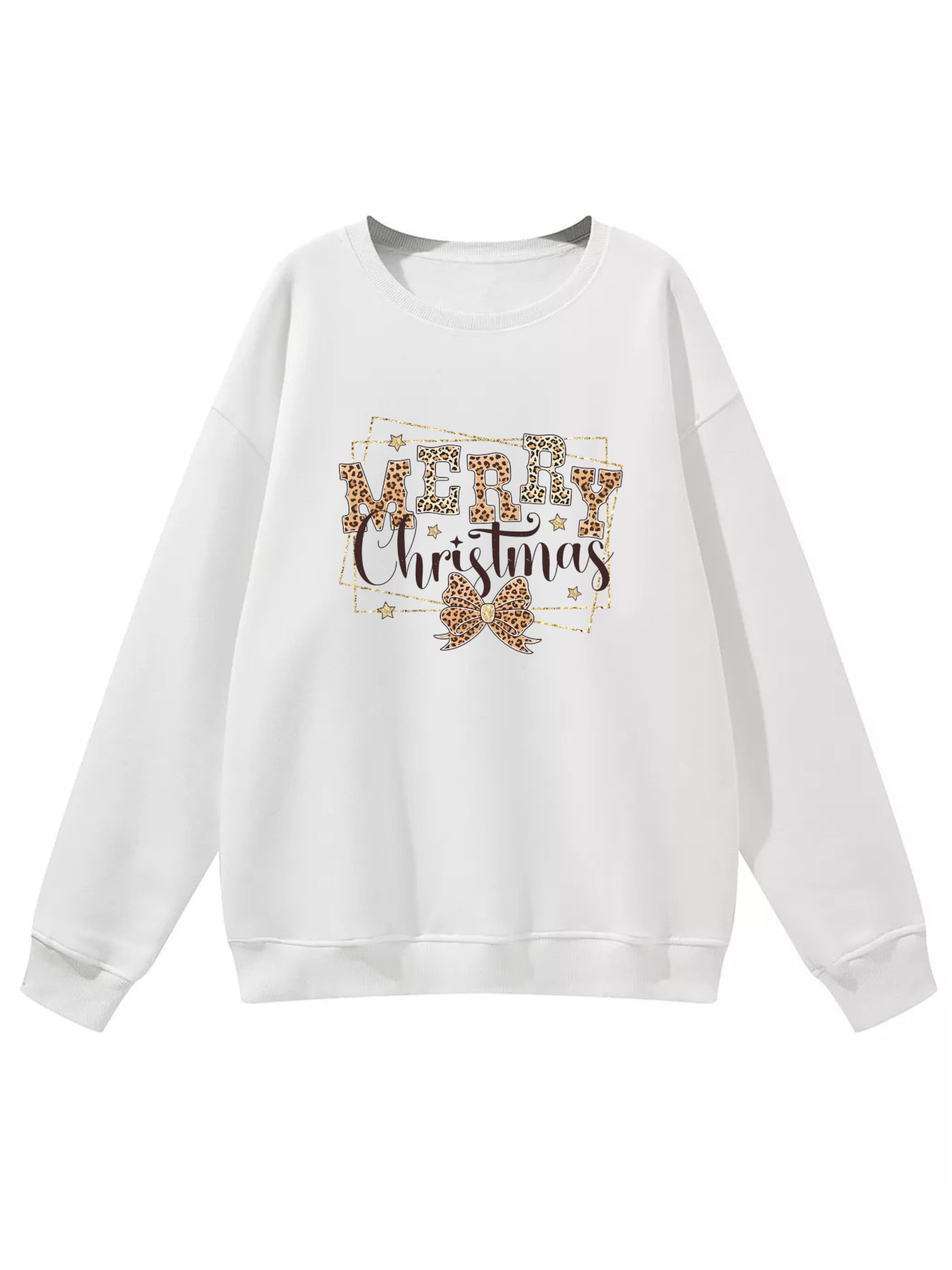 GORHEY Sweatshirt 'Women's Crew Neck Oversized Sweatshirt with Christmas Print'‌‌‌‌‌‌‌ in Weiß