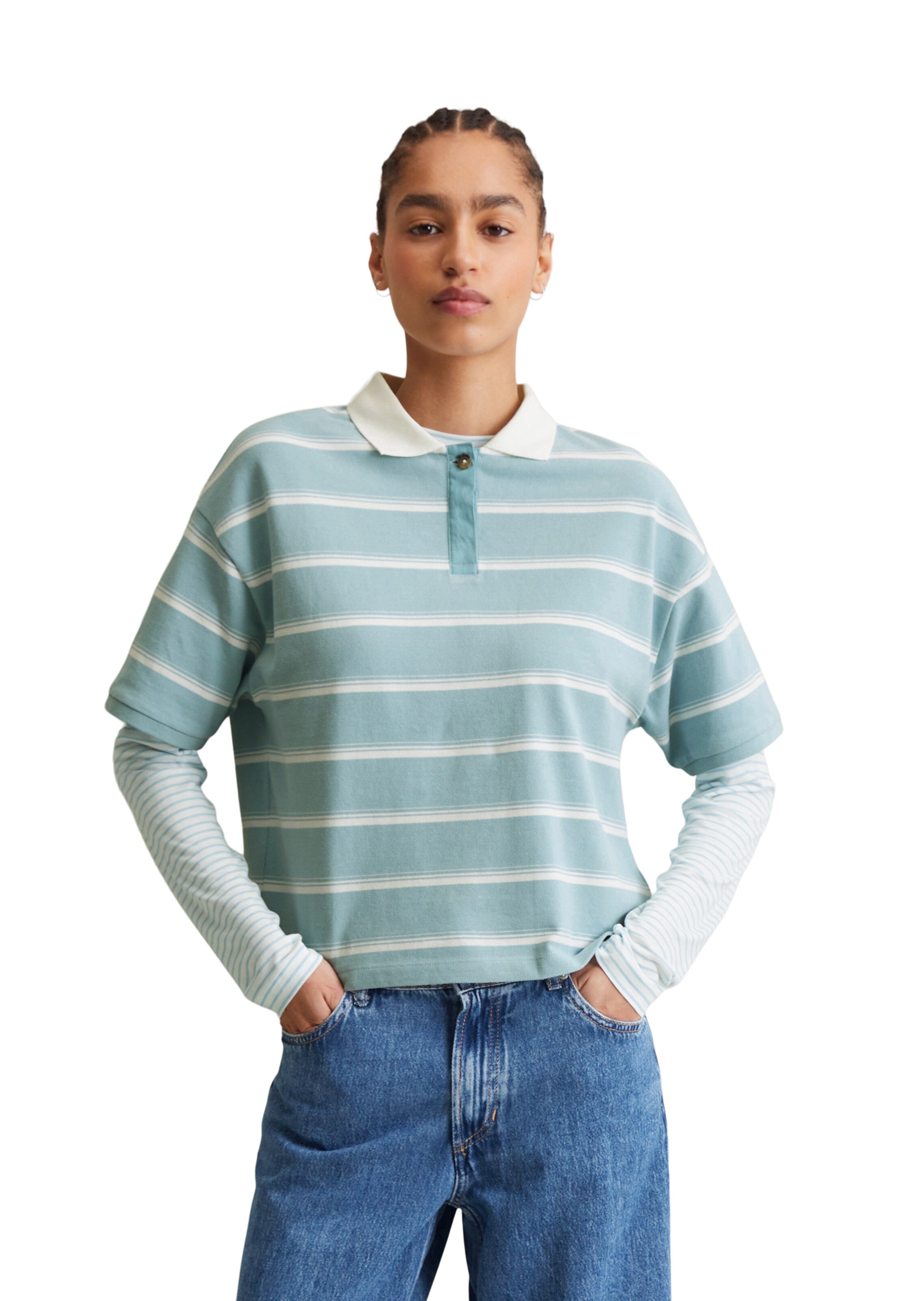 Marc O'Polo DENIM Poloshirt in Blau: Vorderseite