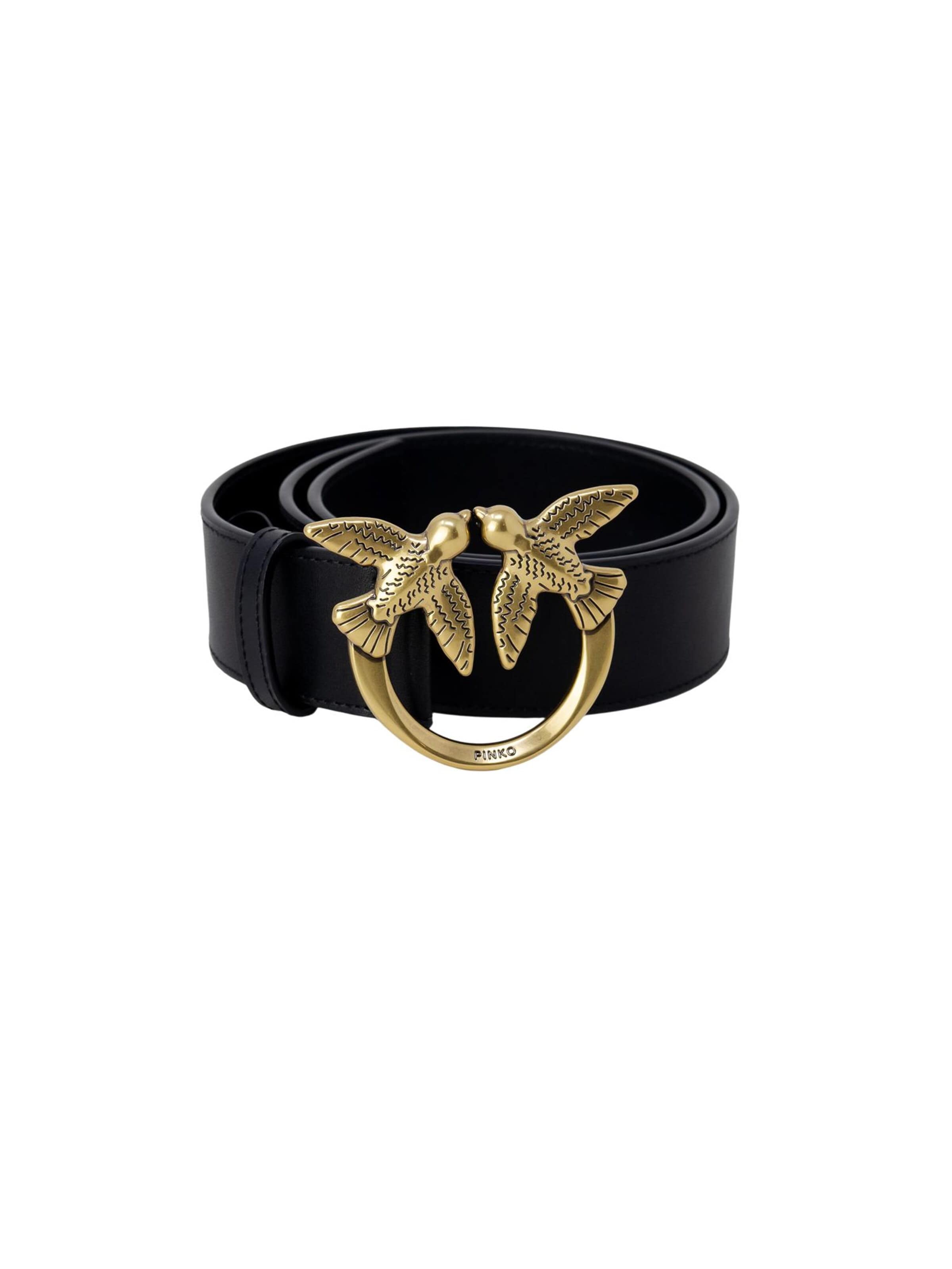 PINKO Riem 'ALTA LOVE BIRDS IN PELLE' in Zwart
