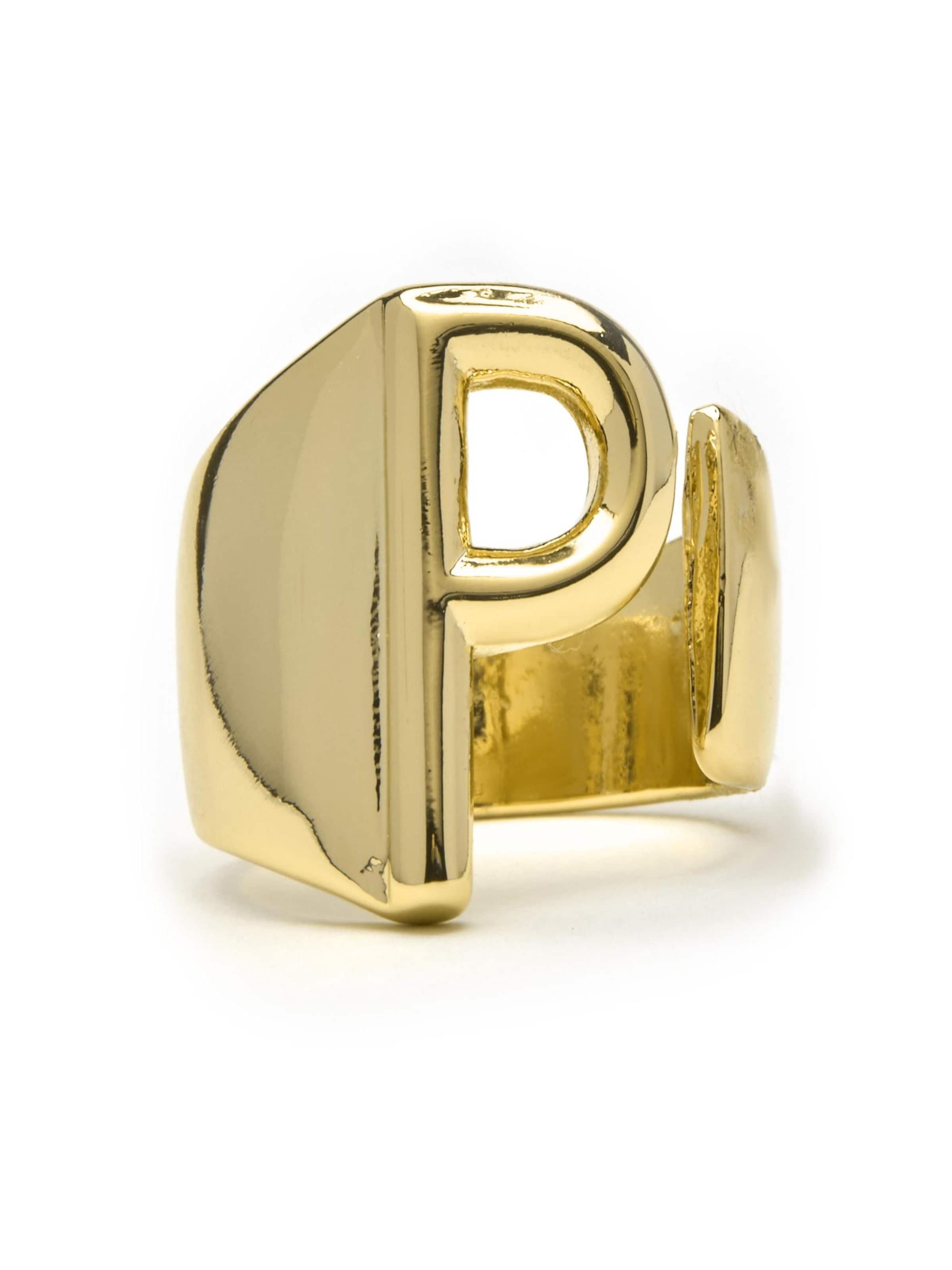 Luxenter Ring 'Alphabet P' in Goud: voorkant