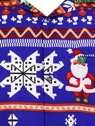King Kameha Regular Fit Hemd 'Christmas Rows'‌ in Blau