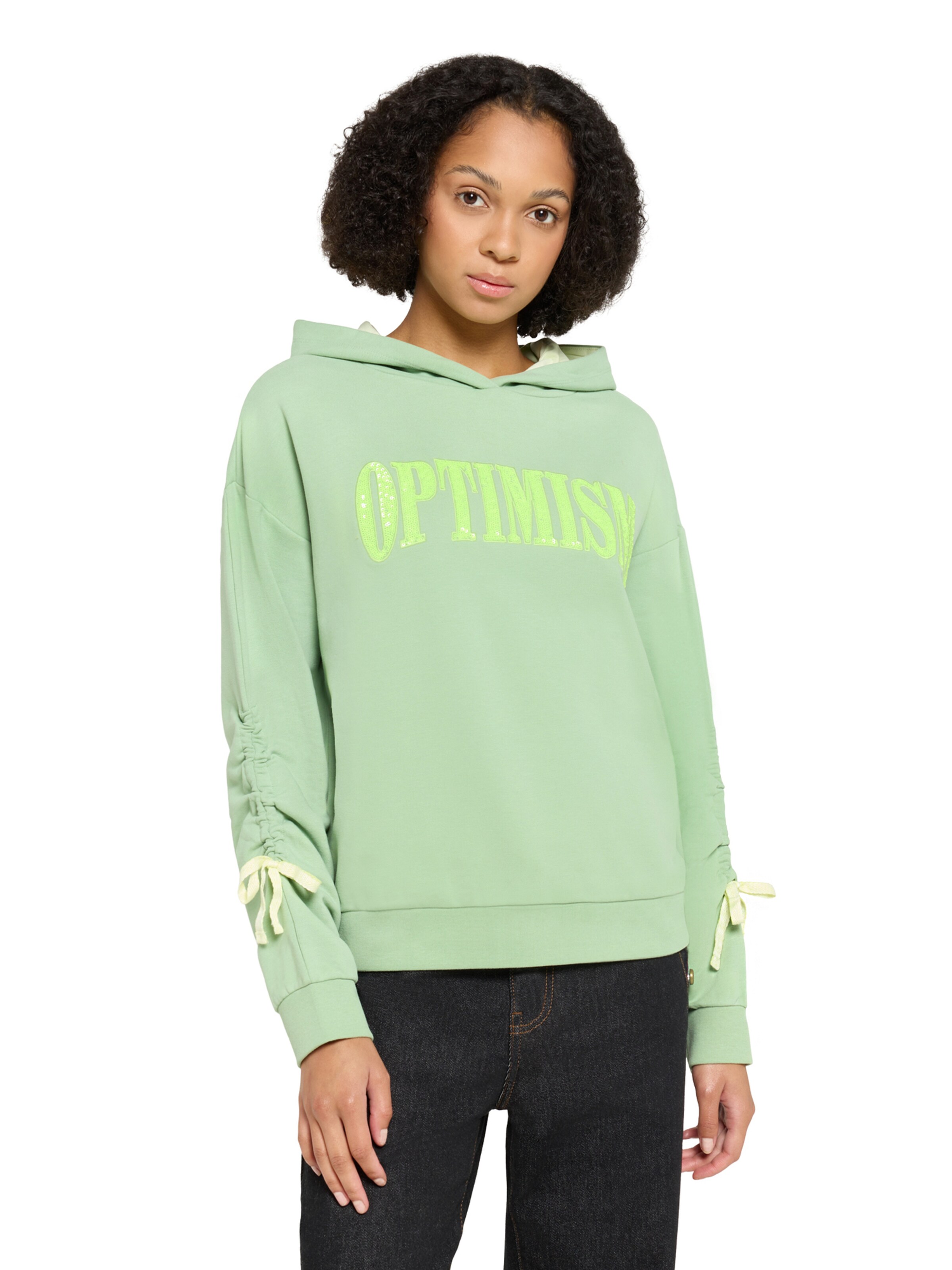 Cartoon Sweatshirt in Green: front