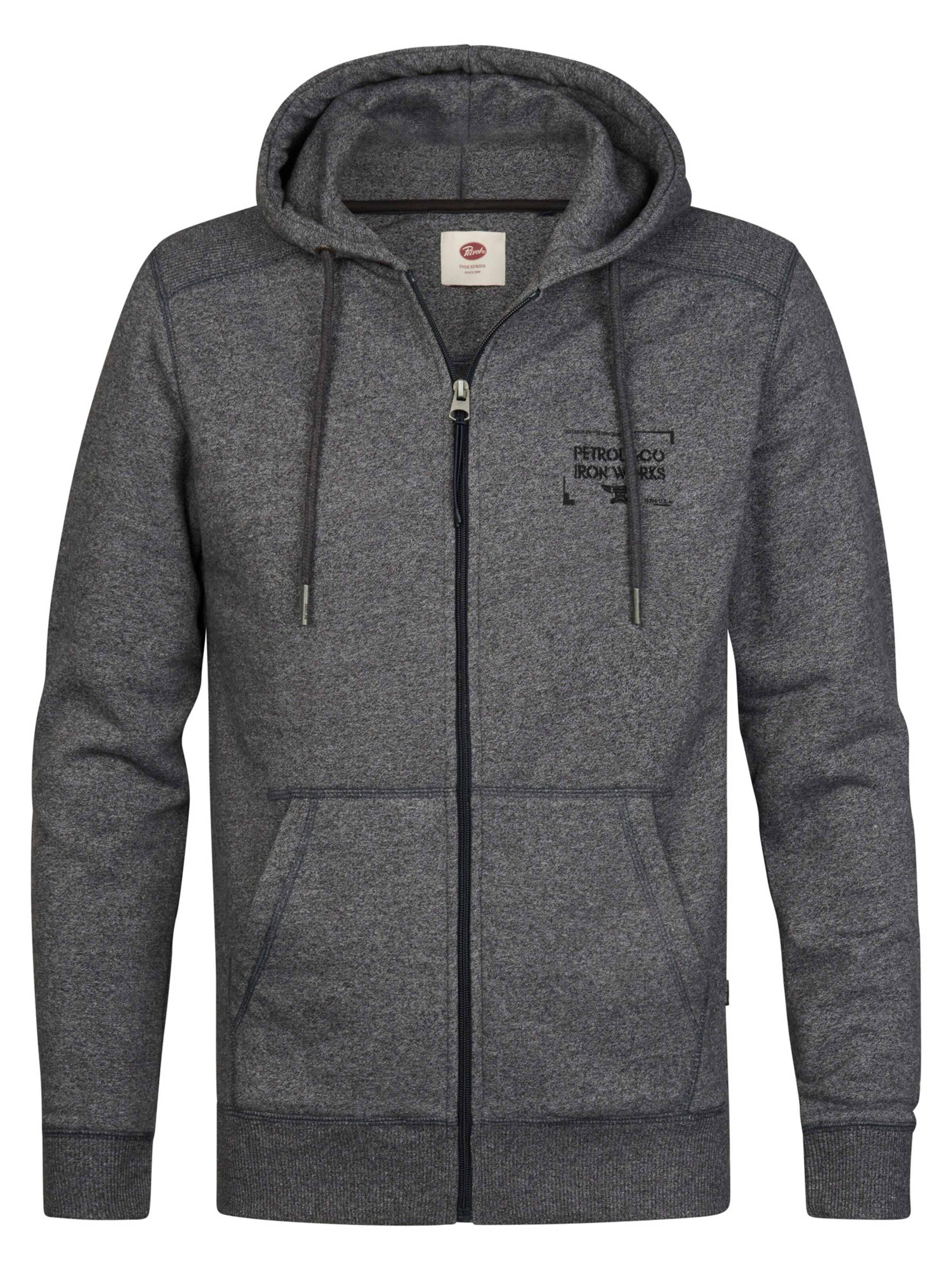 Petrol Industries - Sudadera con cremallera en plata: frente