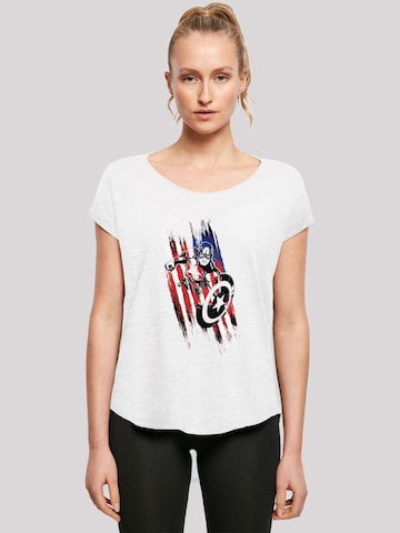 T-shirt 'Marvel Avengers Captain America Streaks' F4NT4STIC en blanc : devant