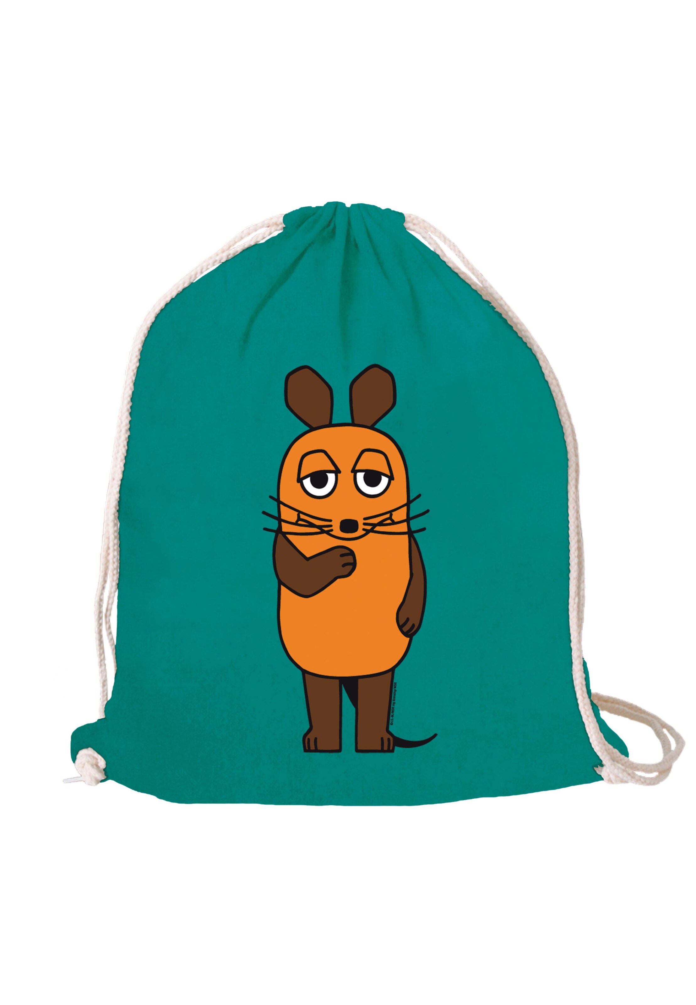 LOGOSHIRT Turnbeutel 'Die Maus' in Grün: Vorderseite