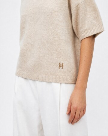 Smith&Soul Kurzarm-Pullover mit Schalkragen in Beige